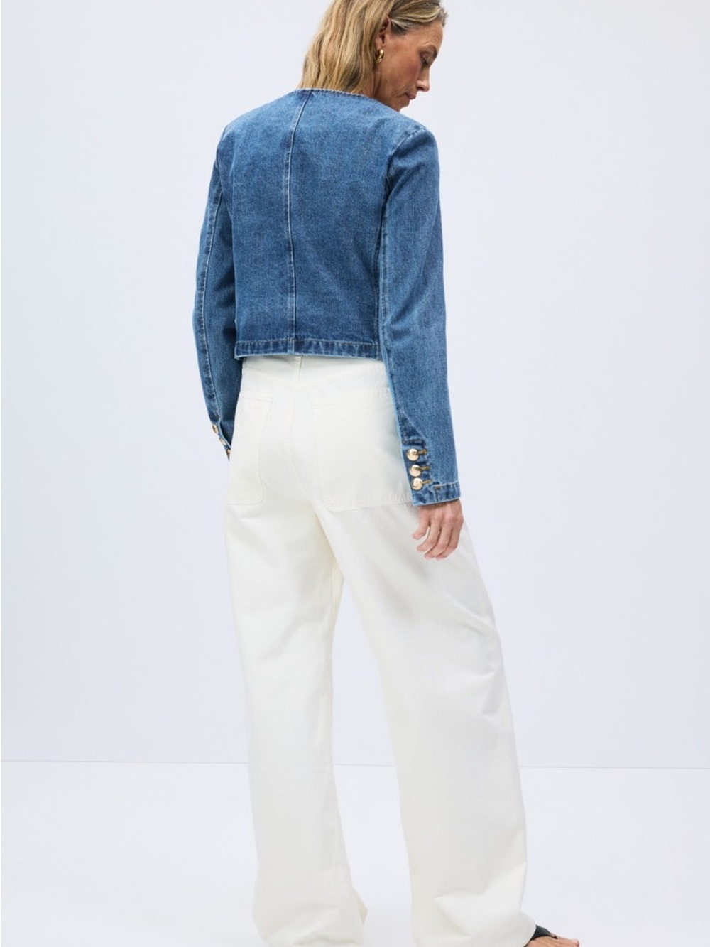 Cropped Denim Jacket.  Size Small. - Picture 3 of 12